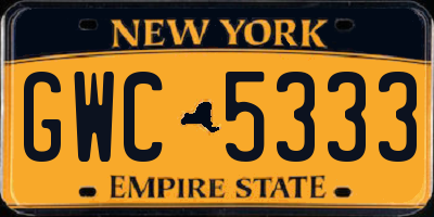 NY license plate GWC5333