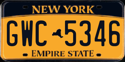 NY license plate GWC5346