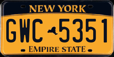 NY license plate GWC5351