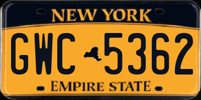 NY license plate GWC5362