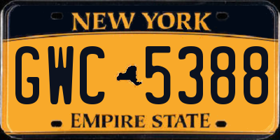 NY license plate GWC5388