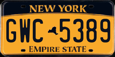 NY license plate GWC5389