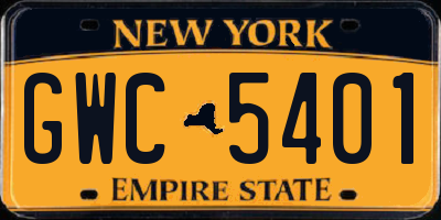 NY license plate GWC5401