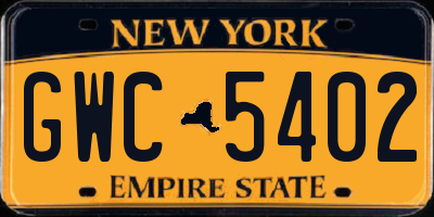 NY license plate GWC5402