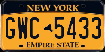 NY license plate GWC5433
