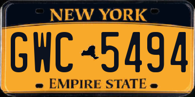 NY license plate GWC5494