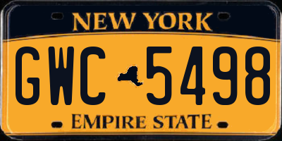 NY license plate GWC5498