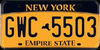NY license plate GWC5503