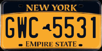NY license plate GWC5531