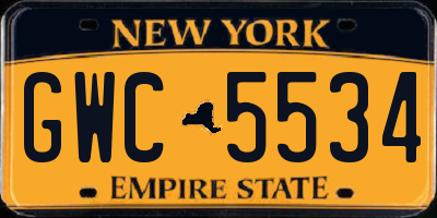 NY license plate GWC5534