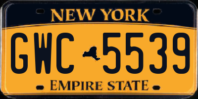 NY license plate GWC5539