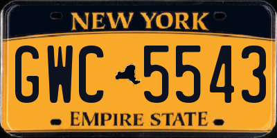 NY license plate GWC5543