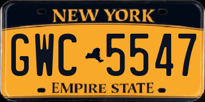 NY license plate GWC5547