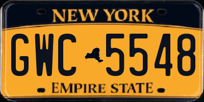 NY license plate GWC5548