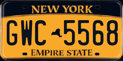 NY license plate GWC5568
