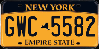 NY license plate GWC5582