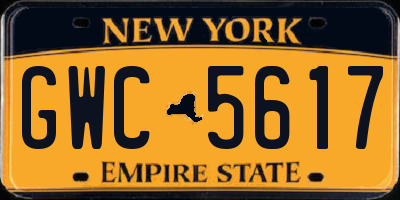 NY license plate GWC5617
