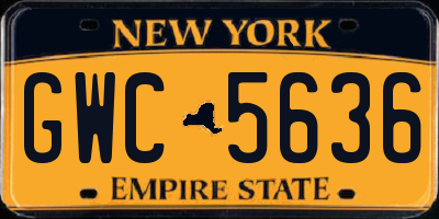 NY license plate GWC5636