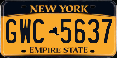 NY license plate GWC5637