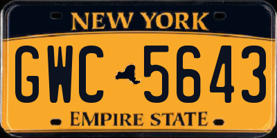 NY license plate GWC5643