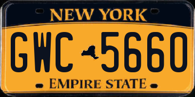 NY license plate GWC5660