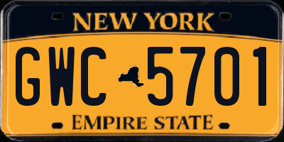 NY license plate GWC5701