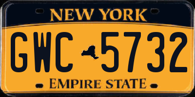 NY license plate GWC5732
