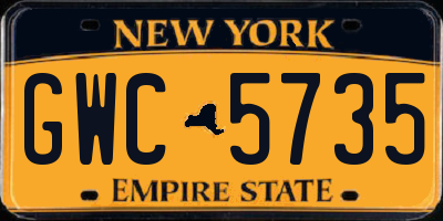 NY license plate GWC5735