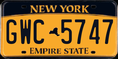 NY license plate GWC5747