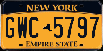NY license plate GWC5797