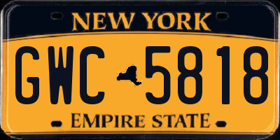 NY license plate GWC5818