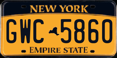 NY license plate GWC5860