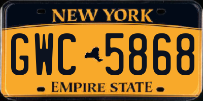 NY license plate GWC5868
