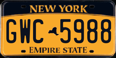 NY license plate GWC5988