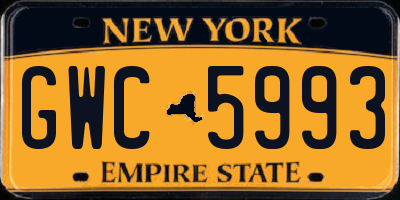 NY license plate GWC5993