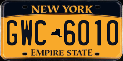 NY license plate GWC6010