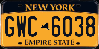 NY license plate GWC6038