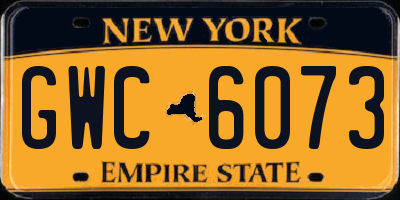 NY license plate GWC6073