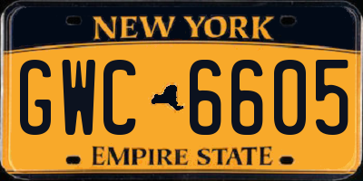 NY license plate GWC6605