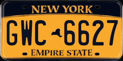NY license plate GWC6627