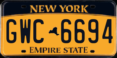 NY license plate GWC6694
