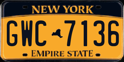 NY license plate GWC7136