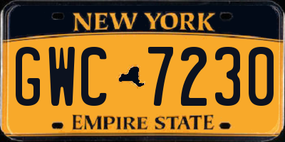 NY license plate GWC7230