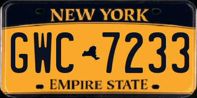 NY license plate GWC7233