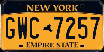 NY license plate GWC7257