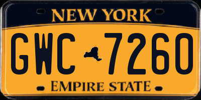 NY license plate GWC7260