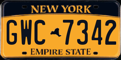 NY license plate GWC7342