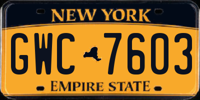 NY license plate GWC7603