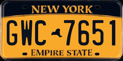 NY license plate GWC7651