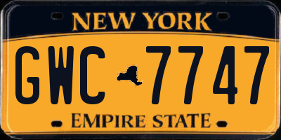 NY license plate GWC7747
